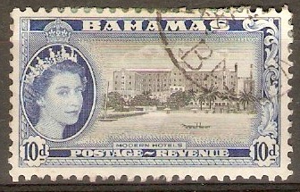 Bahamas 1954 10d Black and ultramarine. SG210. - Click Image to Close